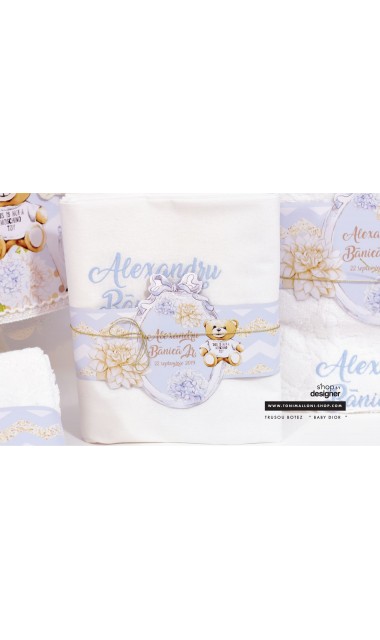 Trusou de botez pentru baieti cu ursuletul Baby Dior, Ursulet de plus 12